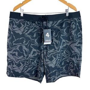 NEW Four 4 Laps Board Shorts Mens 38 Black Charcoal 4‎ Way Stretch Swim $78